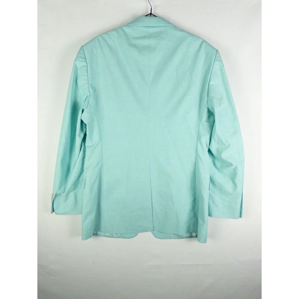Saddlebred Mint Turquoise Sport Coat Blazer Mens Gingham Lined 42R Preppy Countr